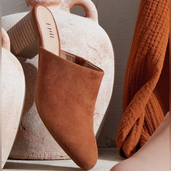 J JILL Celeste Henna Suede Block Heel Mules Size 10M - Picture 1 of 14
